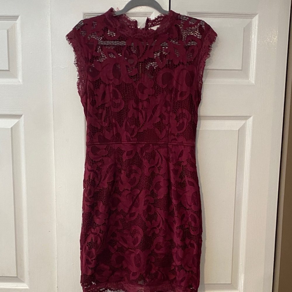 Sans Souci Burgundy Lace Mini Dress